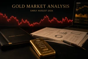 One-month gold price chart showing XAU/USD near $4,061 per ounce in early August 2026.